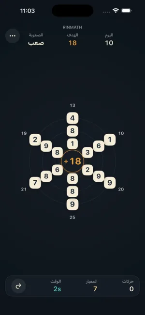 Rinmath Math Number Puzzle — اللغز المنطقي الحسابي اليومي