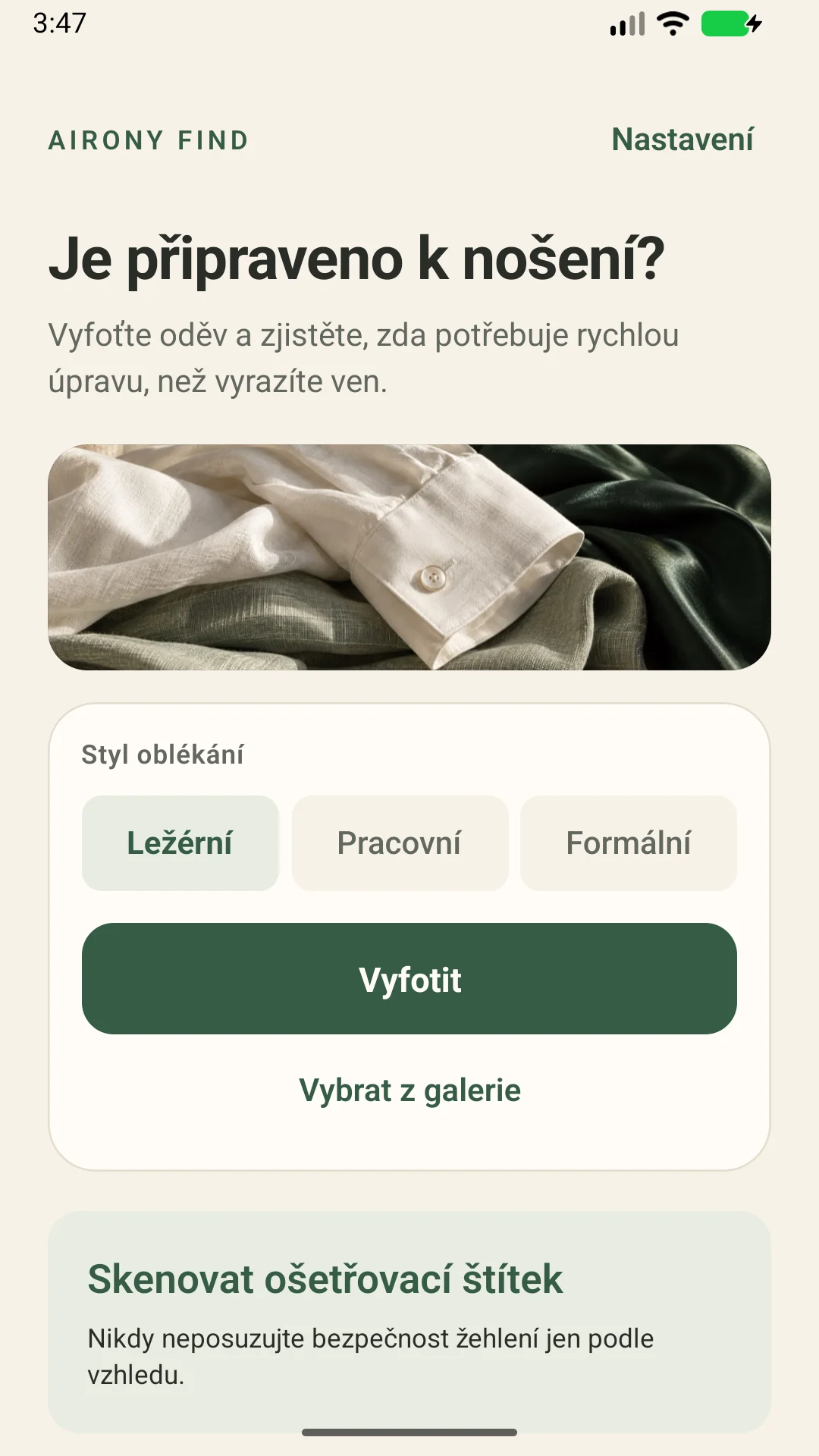 AIRONY Find — Zkontrolujte pomačkání