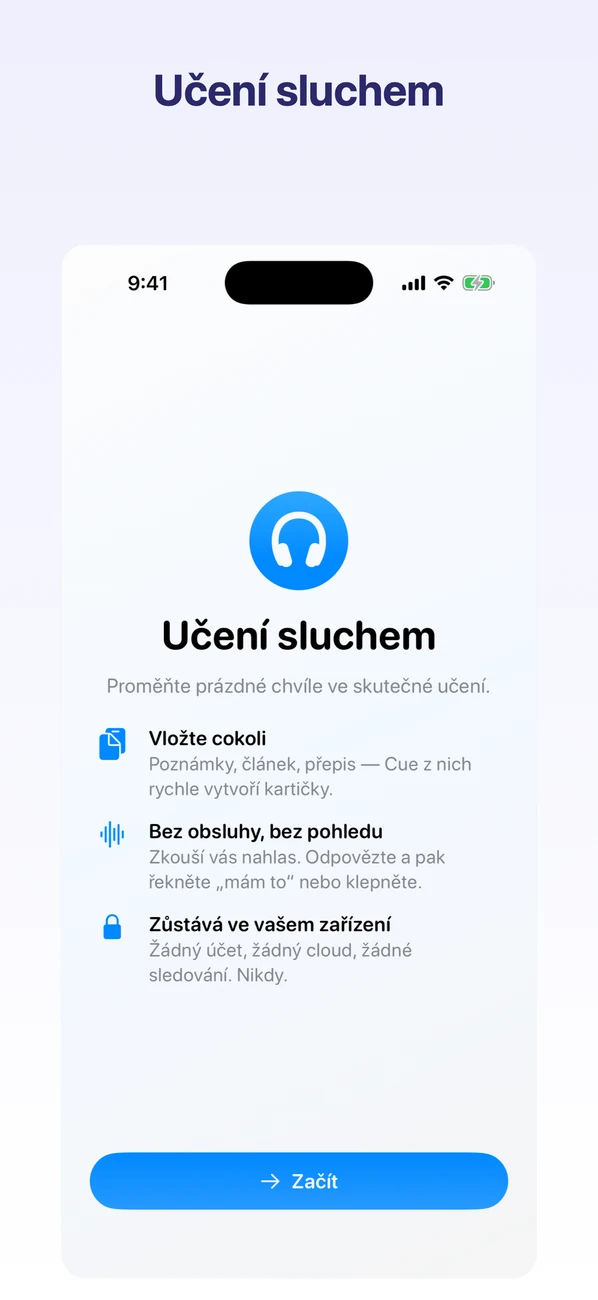 Cue: Hands-Free Flashcards — Učte se ušima