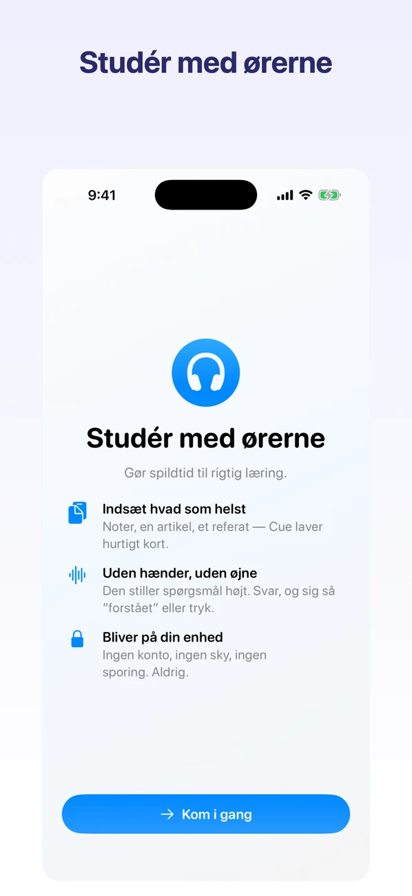 Cue: Hands-Free Flashcards — Studer med dine ører