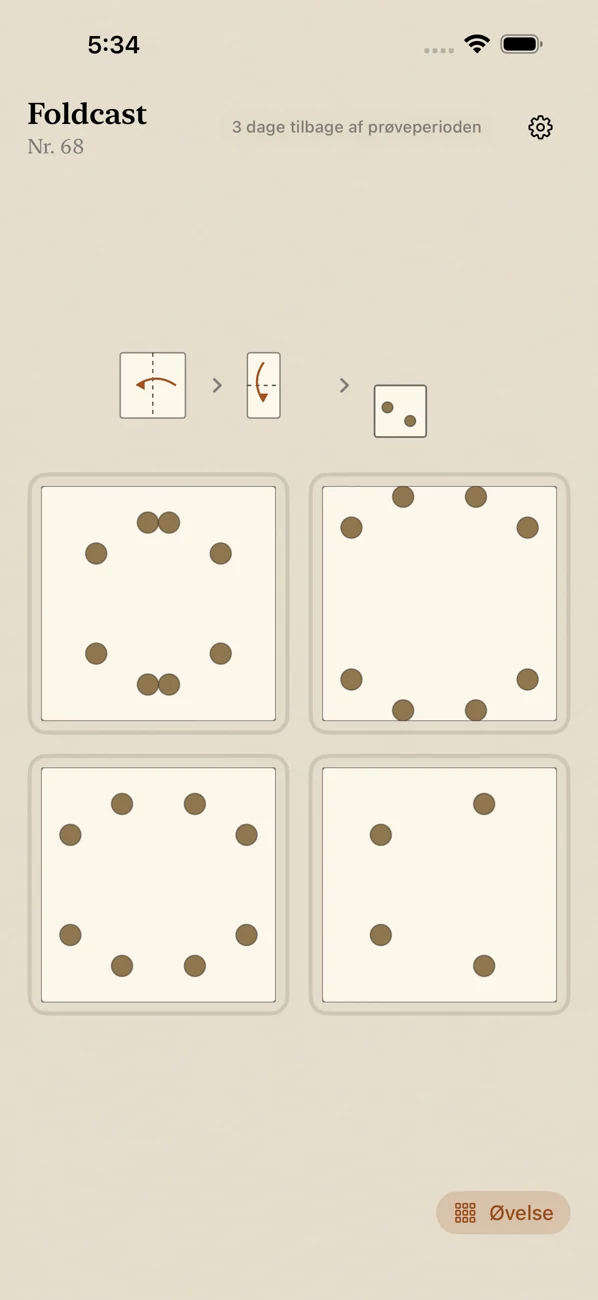 Foldcast: Paper Folding Game — Daglig papirfoldningsgåde