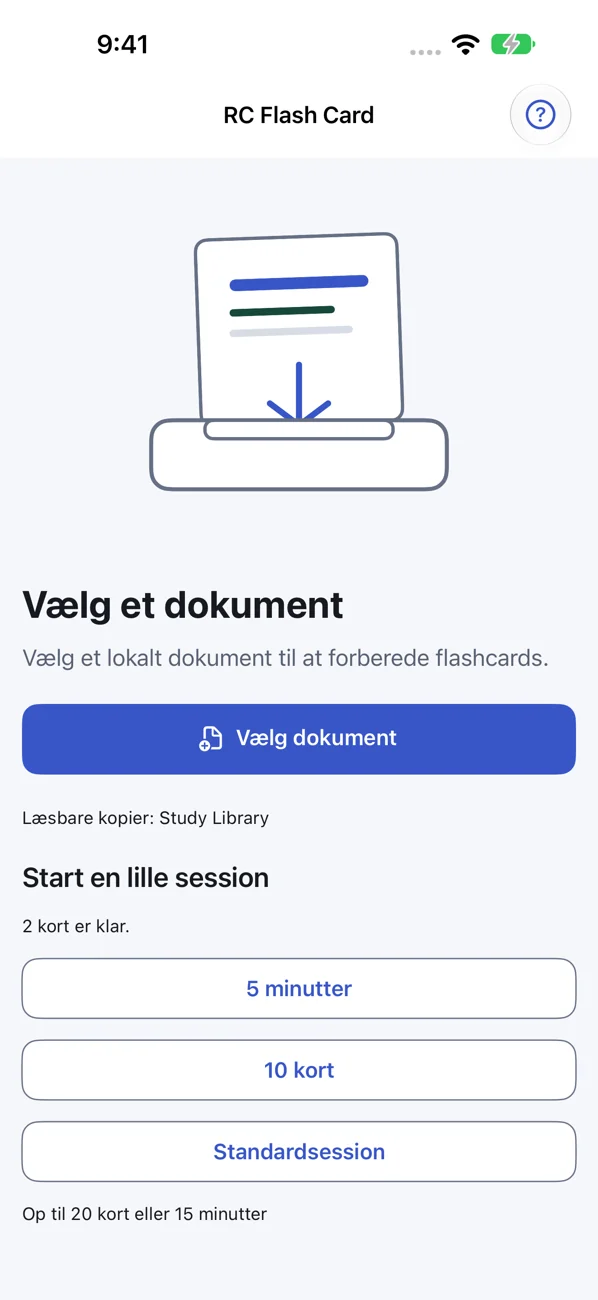 RC Flash Card: Study Helper — Opret kort fra dine noter