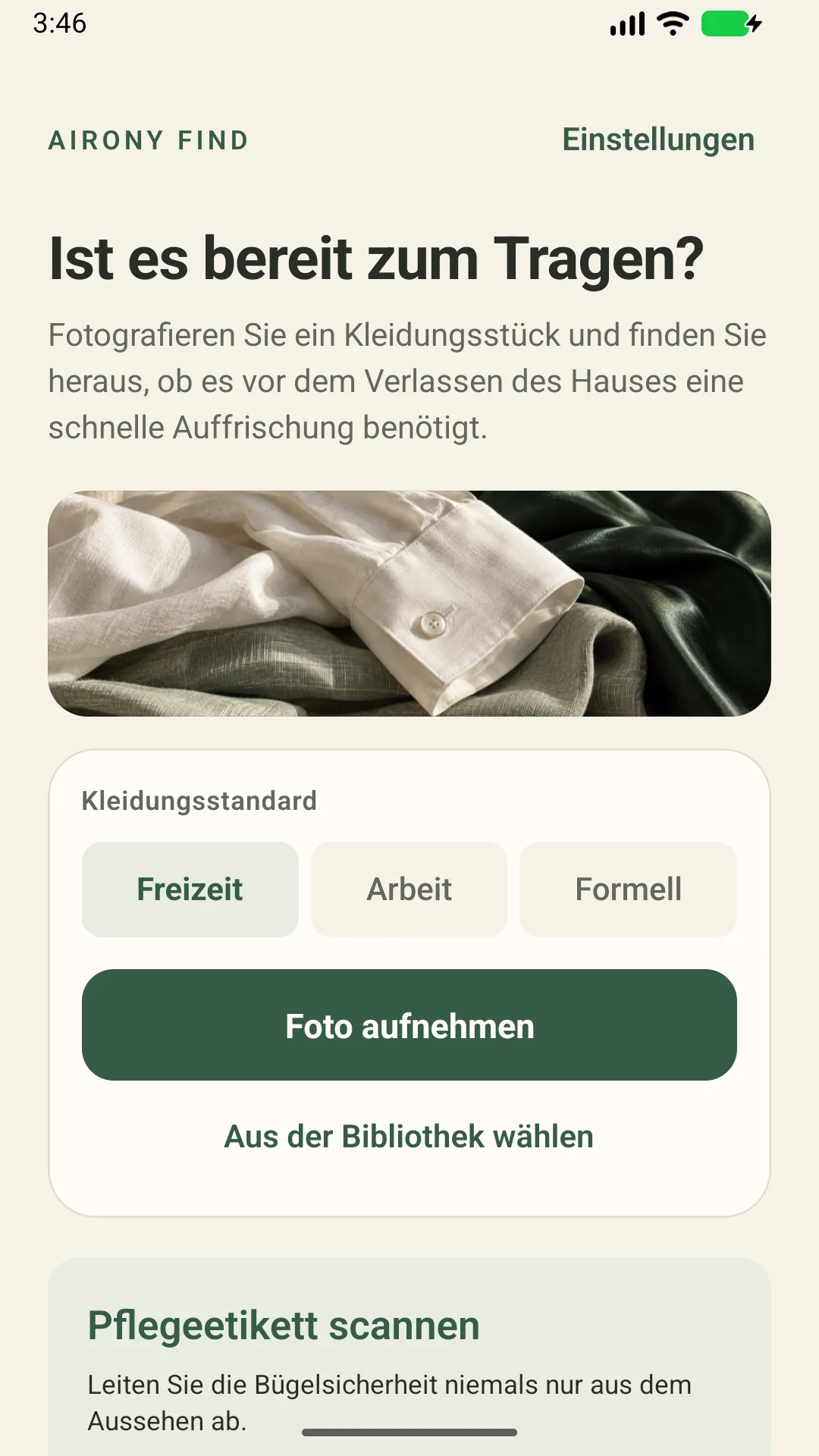 AIRONY Find — Prüfe Falten