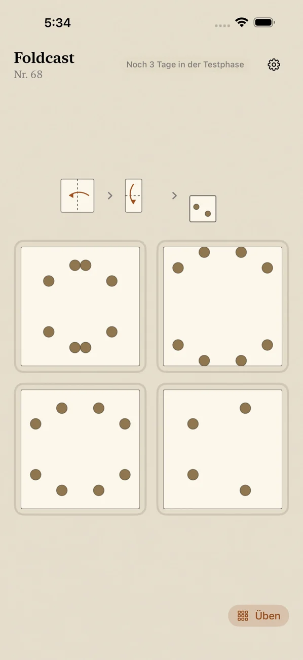 Foldcast: Paper Folding Game — Tägliches Papierfalt-Rätsel