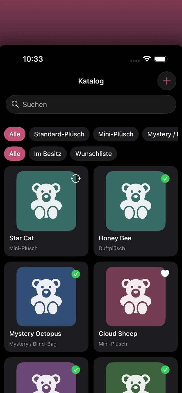 Plush Bean Tracker — Privater Offline-Tracker für Plüschsammlungen