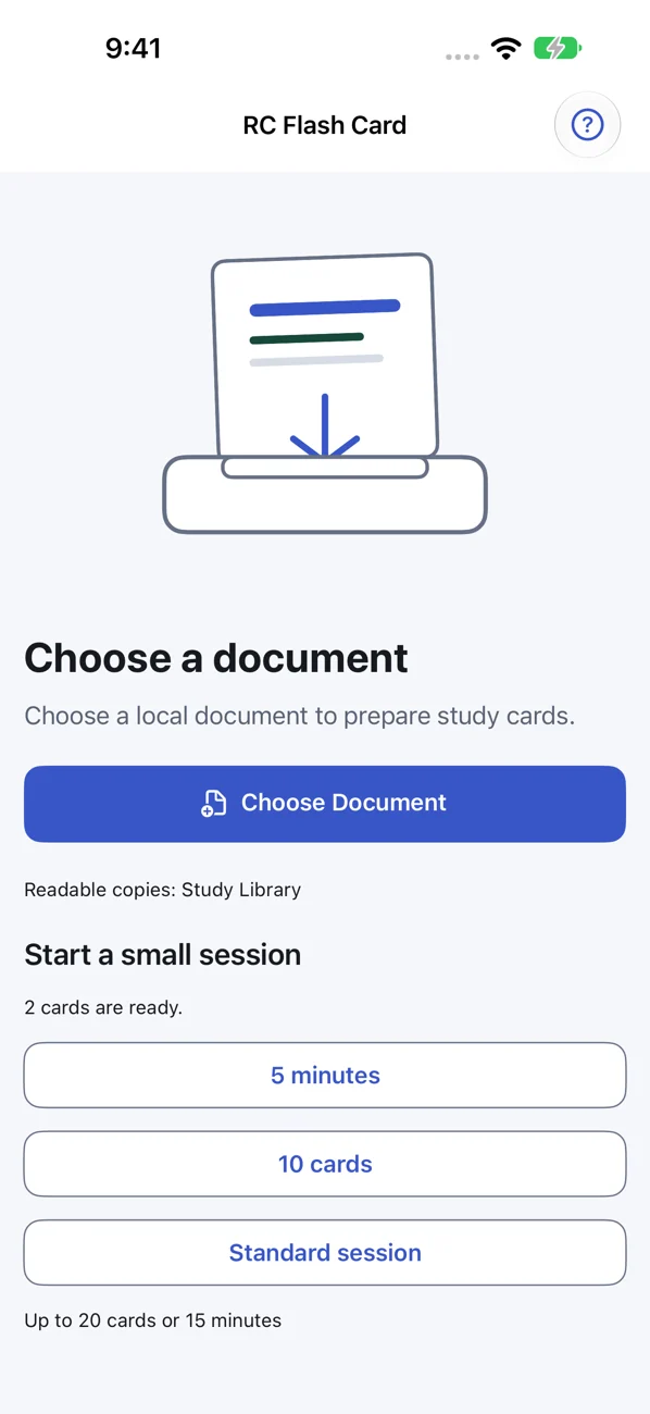 RC Flash Card: Study Helper — Auto-built from your own notes