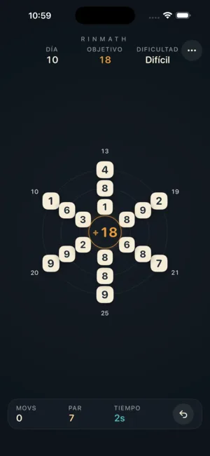 Rinmath Math Number Puzzle — Rompecabezas de lógica aritmética diaria