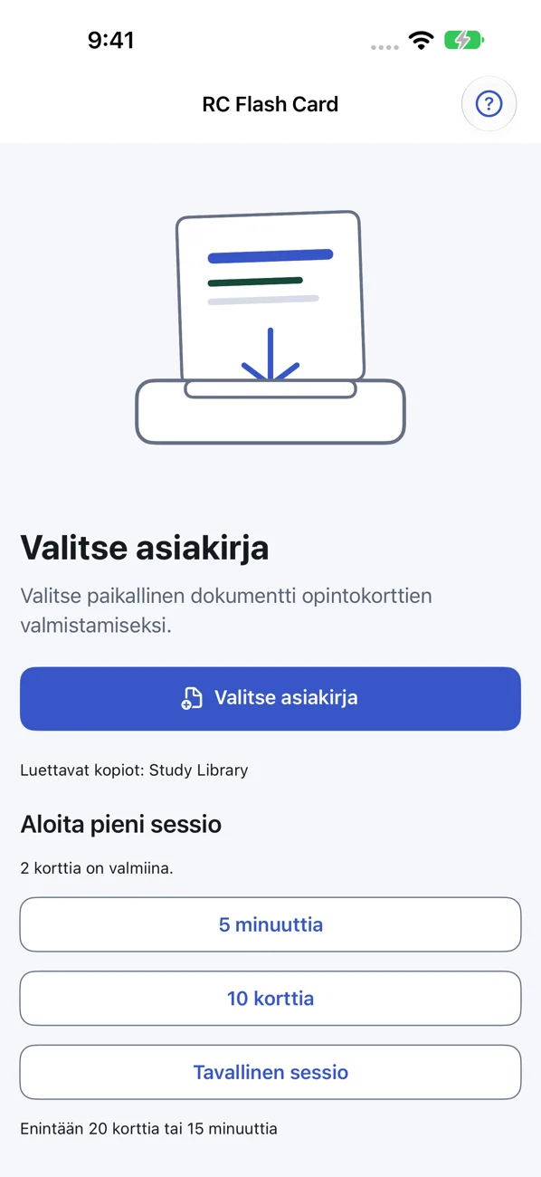 RC Flash Card: Study Helper — Luo kortit omista tiedoista