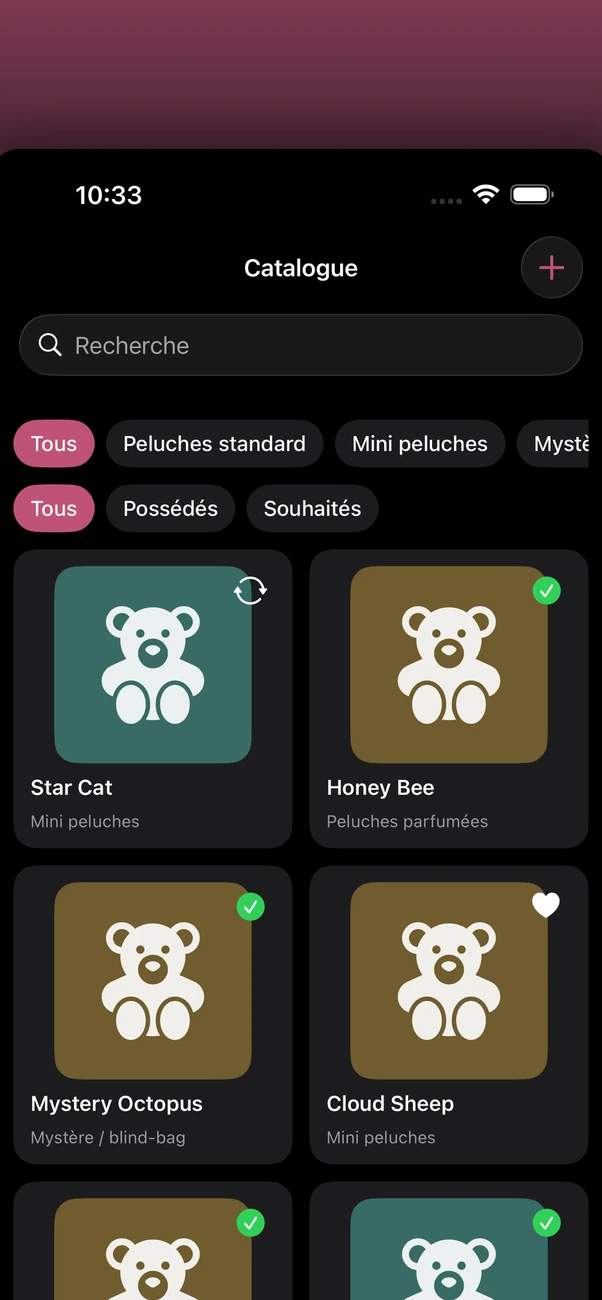 Plush Bean Tracker — Suivi de collection de peluches privé et hors ligne