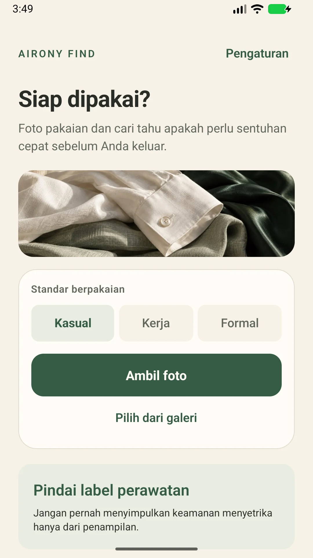 AIRONY Find — Periksa kusut