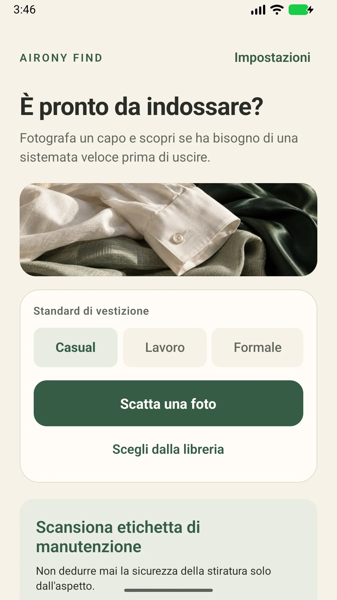 AIRONY Find — Controlla le pieghe
