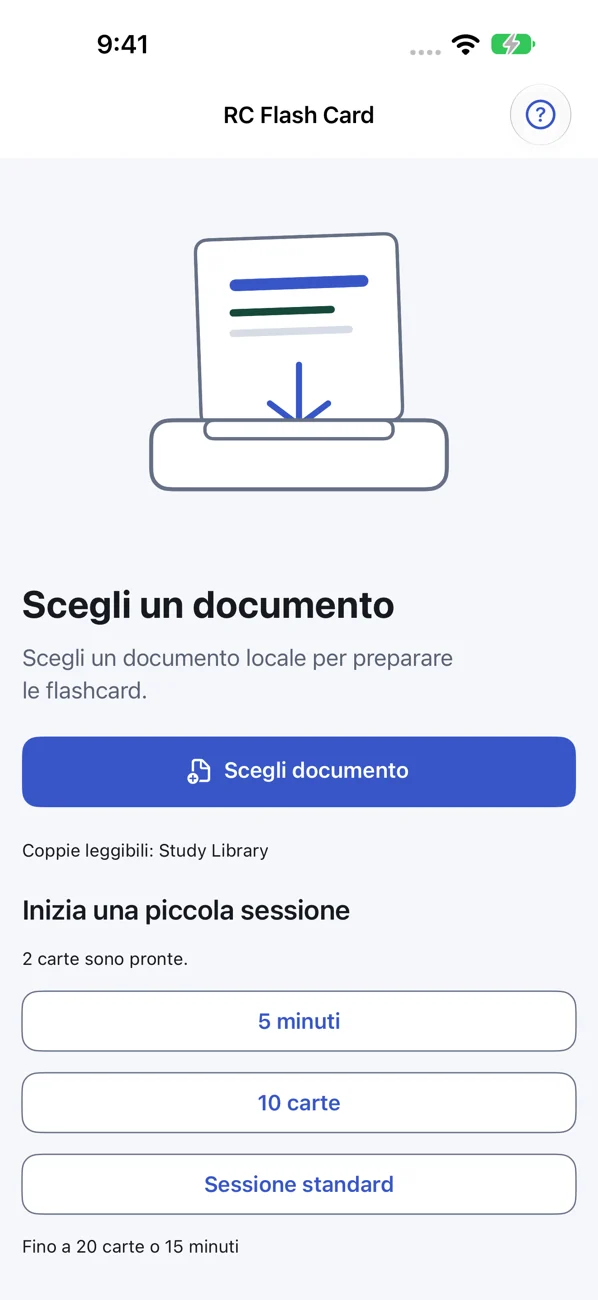 RC Flash Card: Study Helper — Genera domande dai tuoi file