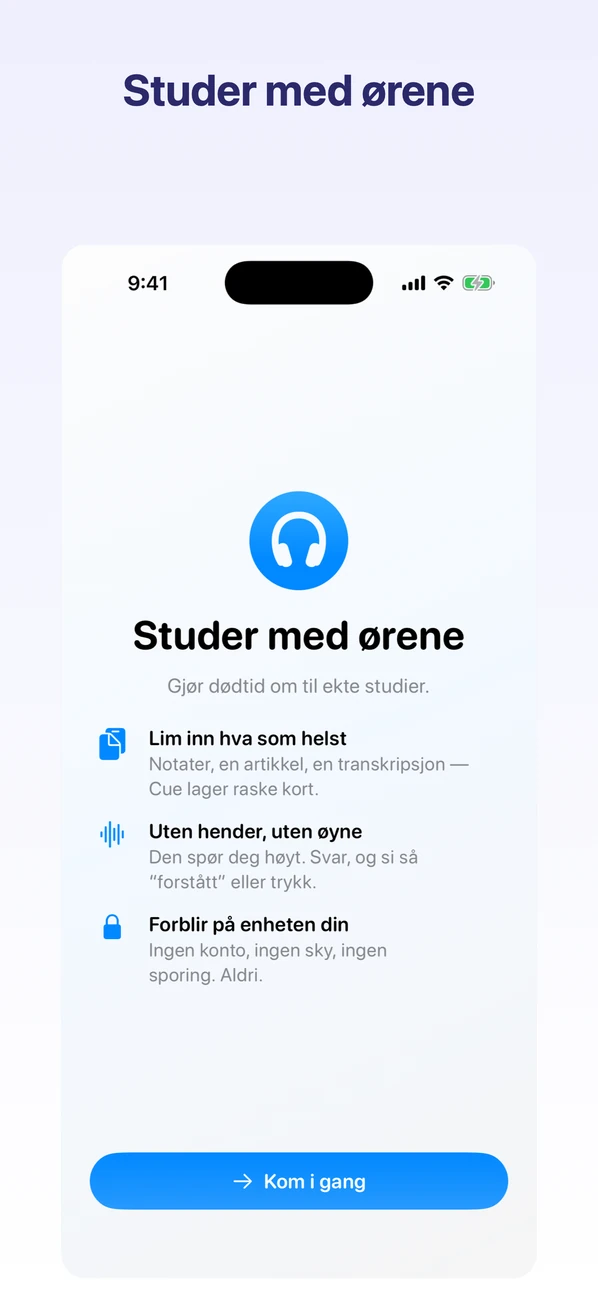 Cue: Hands-Free Flashcards — Studer med ørene