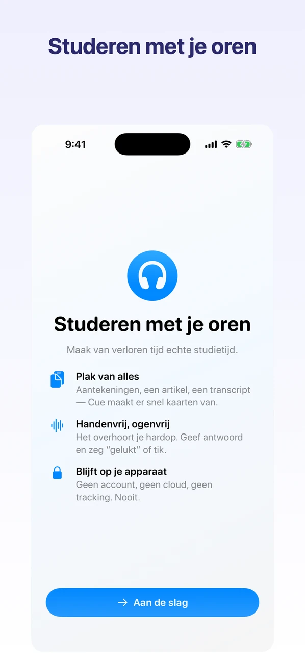 Cue: Hands-Free Flashcards — Studeer met je oren