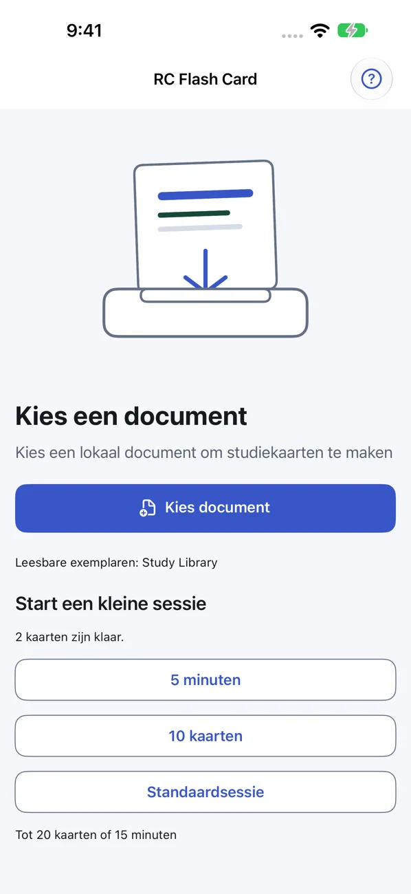 RC Flash Card: Study Helper — Kaarten uit jouw bestanden