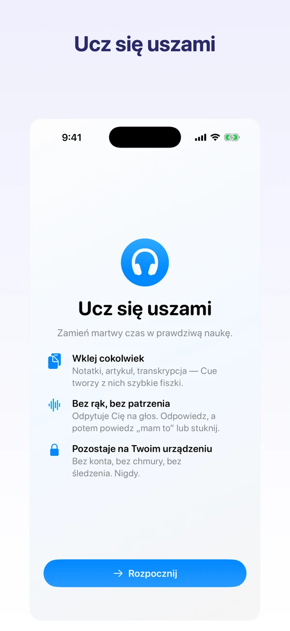 Cue: Hands-Free Flashcards — Ucz się uszami