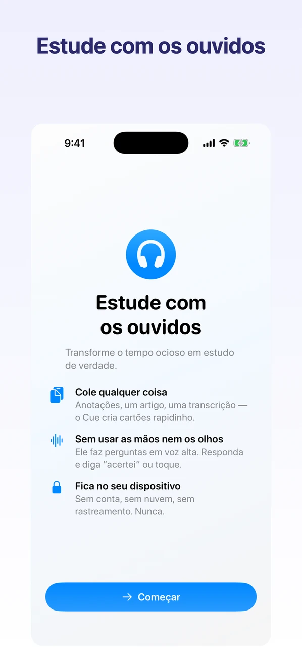 Cue: Hands-Free Flashcards — Estude com seus ouvidos