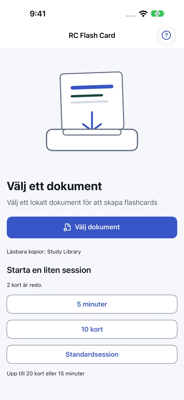 RC Flash Card: Study Helper — Skapa kort från dina filer