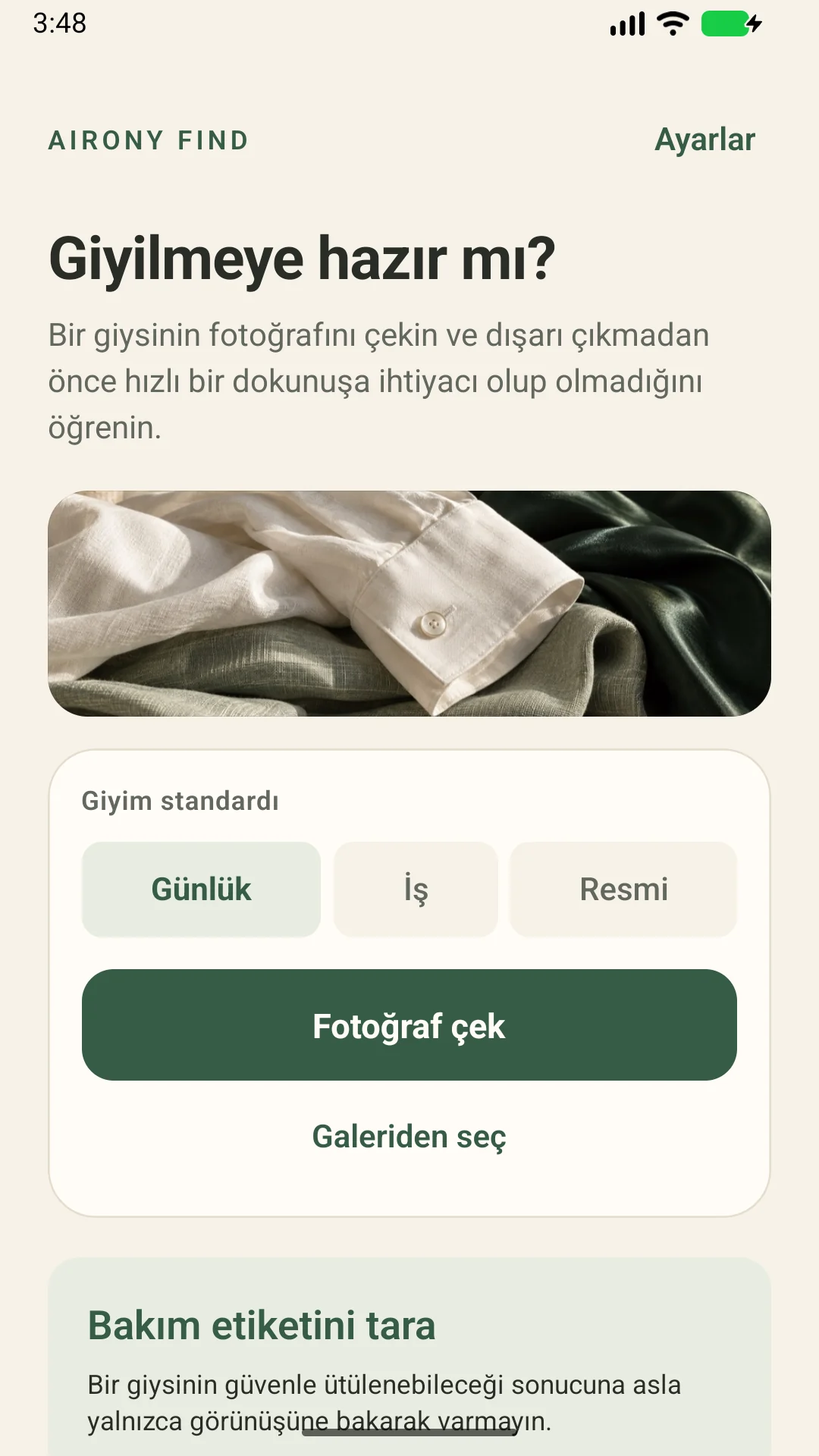 AIRONY Find — Kırışıklıkları inceleyin