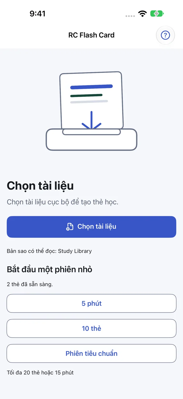 RC Flash Card: Study Helper — Tạo bài học từ file của bạn