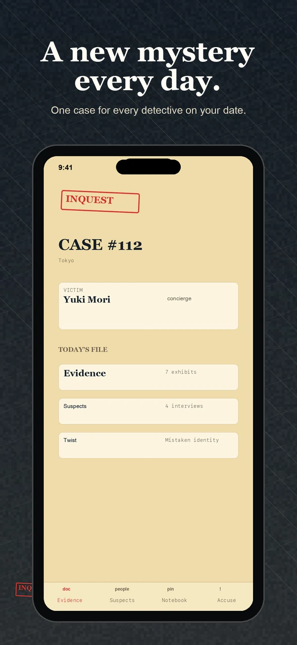 Inquest — Daily Detective Game — One case. One day. Solve it.