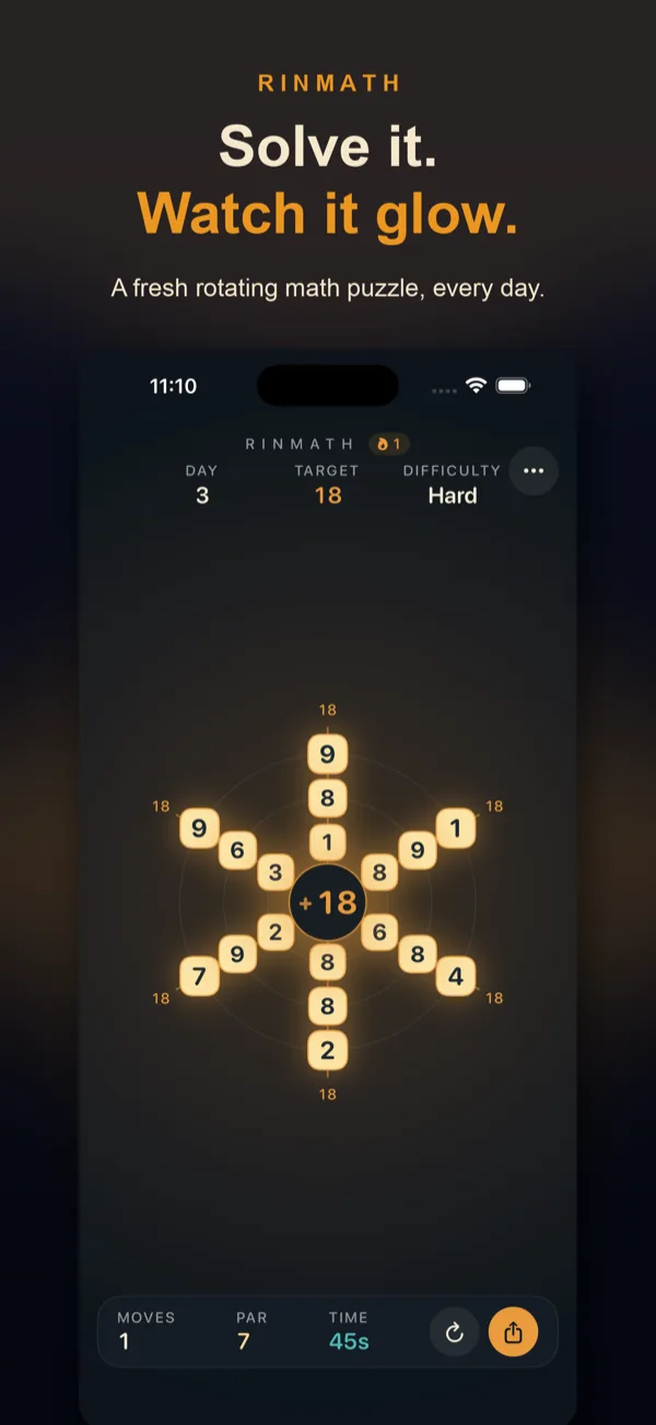 Rinmath Math Number Puzzle — Daily arithmetic logic puzzle
