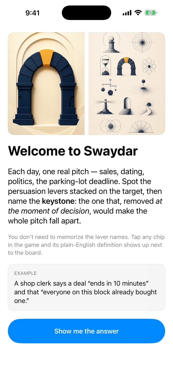 Swaydar: Daily Influence Game — Name the keystone lever